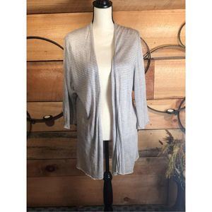 Eileen Fisher Light Gray Striped Cardigan